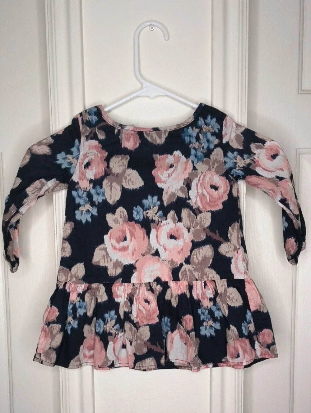 The Childrens Place Girls' Navy Floral Peplum Top - Pink & Blue